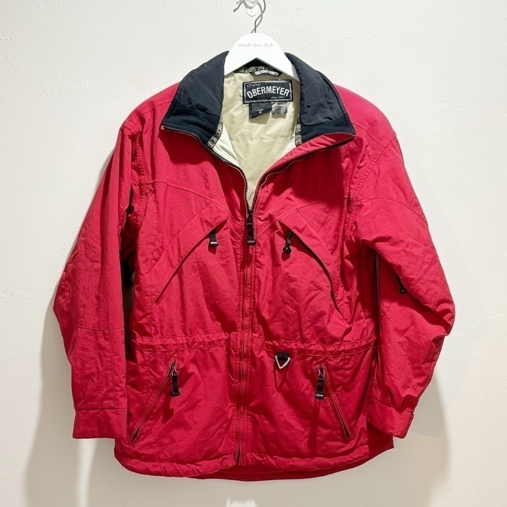 Vintage OBERMEYER Women’s Red DYNAMIC Ski Jacket Parka Coat Pockets Zip Size 8